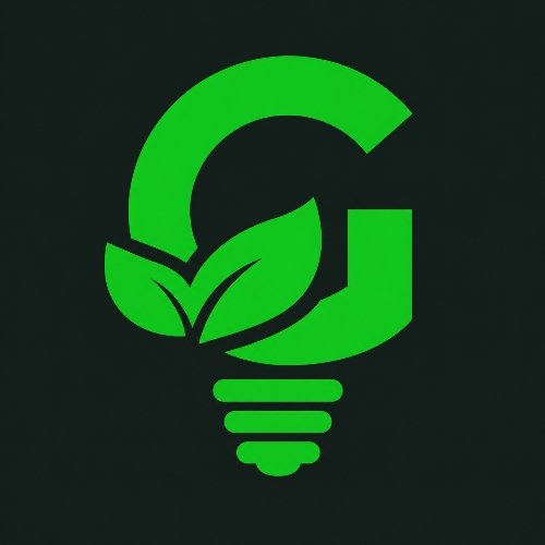 Lâmpada verde em forma de G com folha