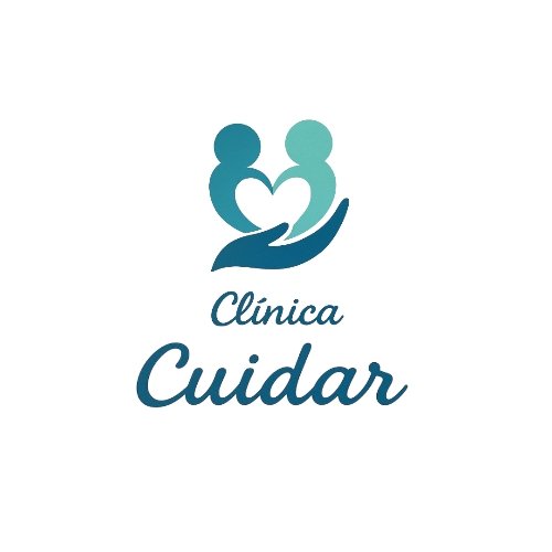 Logo Clínica Cuidar com figuras e coração